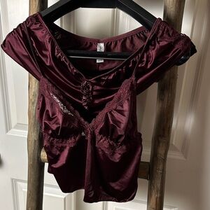 Marilyn Monroe Rich Burgundy Satin Top Medium